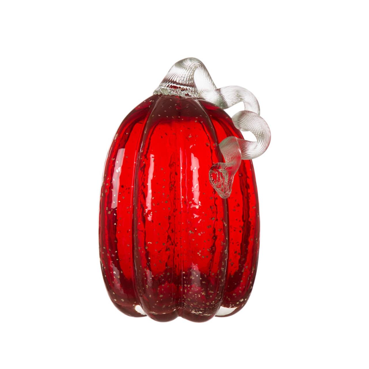 Glitzhome&#xAE; Glittery Tall Glass Pumpkin, Red